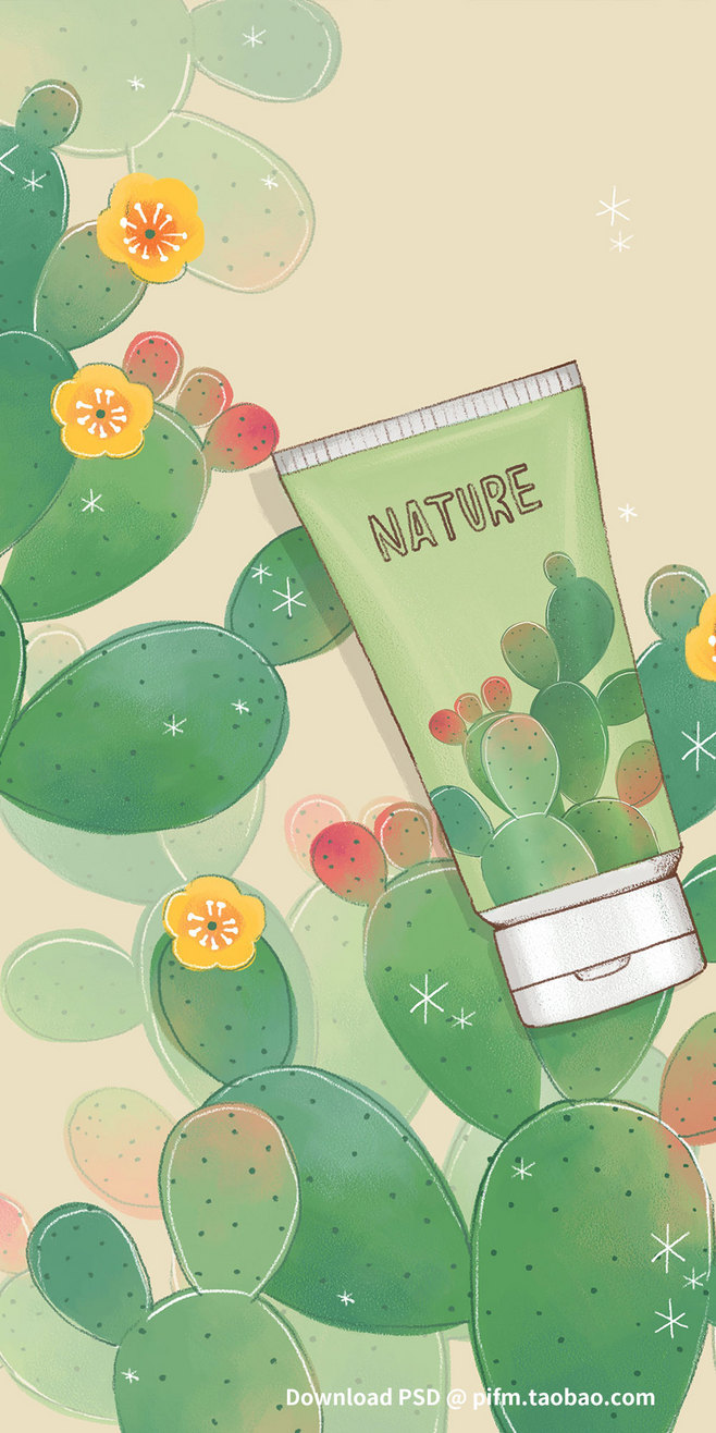 森系美妝 手繪葉子海報(bào)背景模板在護(hù)膚品與化妝品中的應(yīng)用